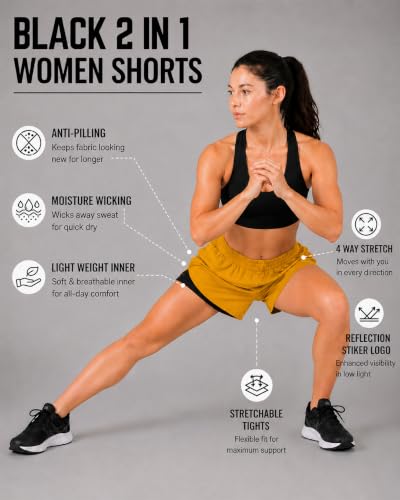 Image of Oysters Women's 2 in 1 Running Skirt Shorts Quick Dry Gym Athletic Workout Shorts for Women