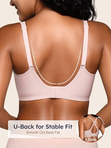 Image of Wireless Bras for Small Breasted Women - S-L Deep-V Jelly Seamless Bralette, Comfortable Padded T-Shirt Bra No Underwire Pink L
