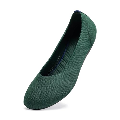 Image of Frank Mully Women's Ballet Flat Shoes Knit Dress Shoes Round Toe Slip On Ballerina Flats for Woman Low Wedge Comfort Soft