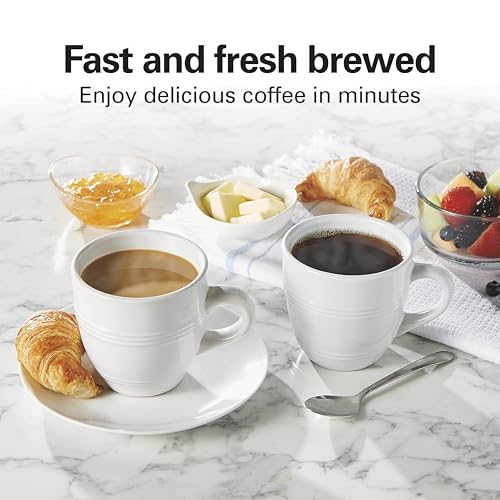 Image of Hamilton Beach 47621 The Scoop Single Serve Coffee Maker & Fast Grounds Brewer for 8-14oz. Cups, Brews in Minutes, Next Gen, White | 8-14oz. Cups | Brews in Minutes | Intuitive Controls | White | 47621