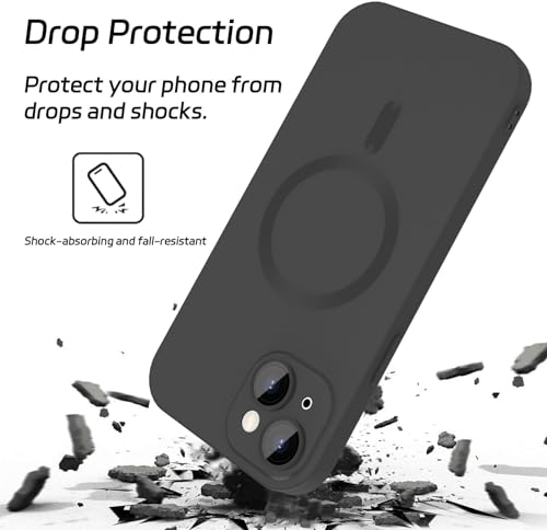 Image of Vaku Luxos Soft Silicon Mag-Safe Back Cover for iPhone 15 Full Lens Protection Silicon Case Scratch Resistant Slim Thin Military-Grade Protection - Black