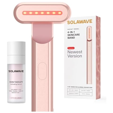 Solawave 4-in-1 Radiant Renewal Facial Wand & Skin Therapy Serum Bundle | Red Light Therapy for Face and Neck | Galvanic Skincare Wand & Massager | Anti-Aging Wrinkle Reduction | Solawave Original Cover