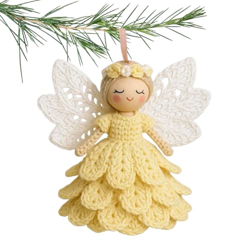 Kit de ganchillo para principiantes adultos – 15 cm | adorno de ángel de 5,9 pulgadas hecho a mano, kit completo de ganchillo para principiantes de Navidad para cumpleaños, vacaciones de Navidad