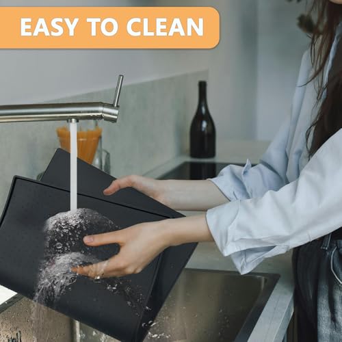 JRJRN Self Drying Mat, 47.5x29.7cm Coffee Machine Mat, Absorbent Draining Board Mat, Quick Dry Dish Drainer Mat, Non-Slip Appliance Silicone Mat with Rag, Waterproof Drip Mat Sink for Coffee Counter - Image 4