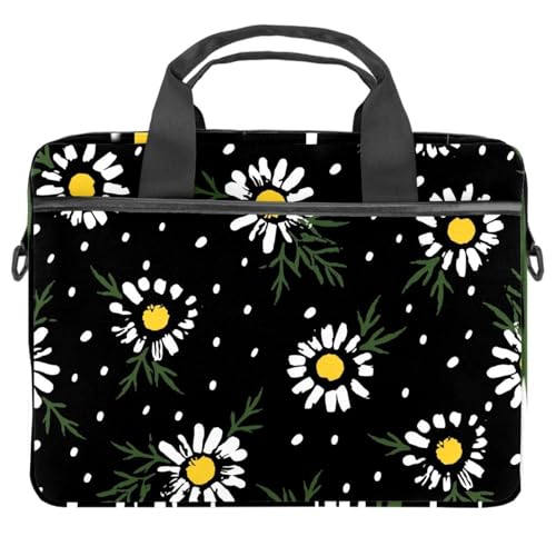 Funda bandolera para laptop de 13 a 14.5 pulgadas con diseño floral negro