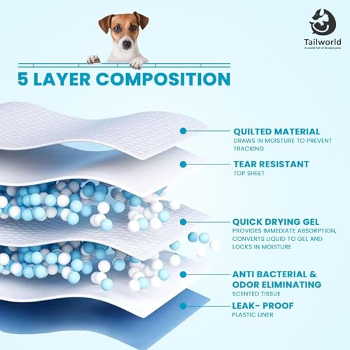 Image of Training Pads, with Odor Lock Technology & Super Absorbent Pee Pads, Leak-Proof Dog Potty Training Pads for Puppies, Dogs,Cats & Rabbits (60 X 60 cm) 50 Pcs