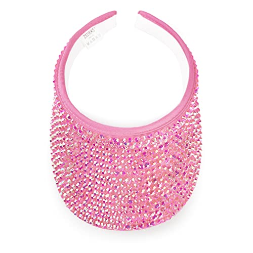Zedeks Bling Victoria Sun Visor Hat!Sparkle Party Rhinestone Upf 50+ Women Beach Hat!Outdoor Sports Fashion Golf Hat,Hot Pink #TOP4