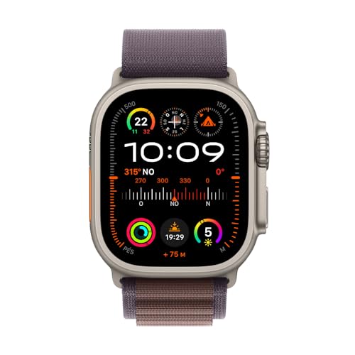 Apple Watch Ultra 2 GPS + Cellular • Caixa de titânio – 49 mm • Pulseira loop Alpina índigo – M