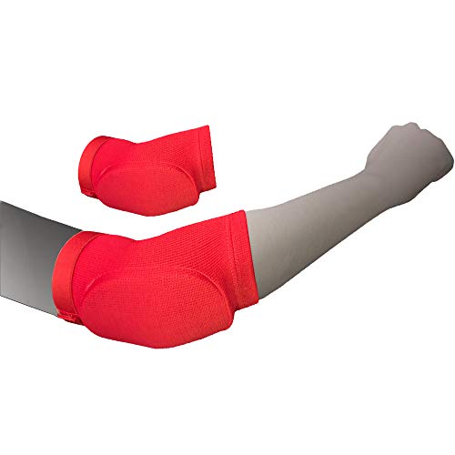 TMA Muay Thai Elbow Pads Striking Kick Boxing Mixed Martial Arts MMA (L/XL Red)