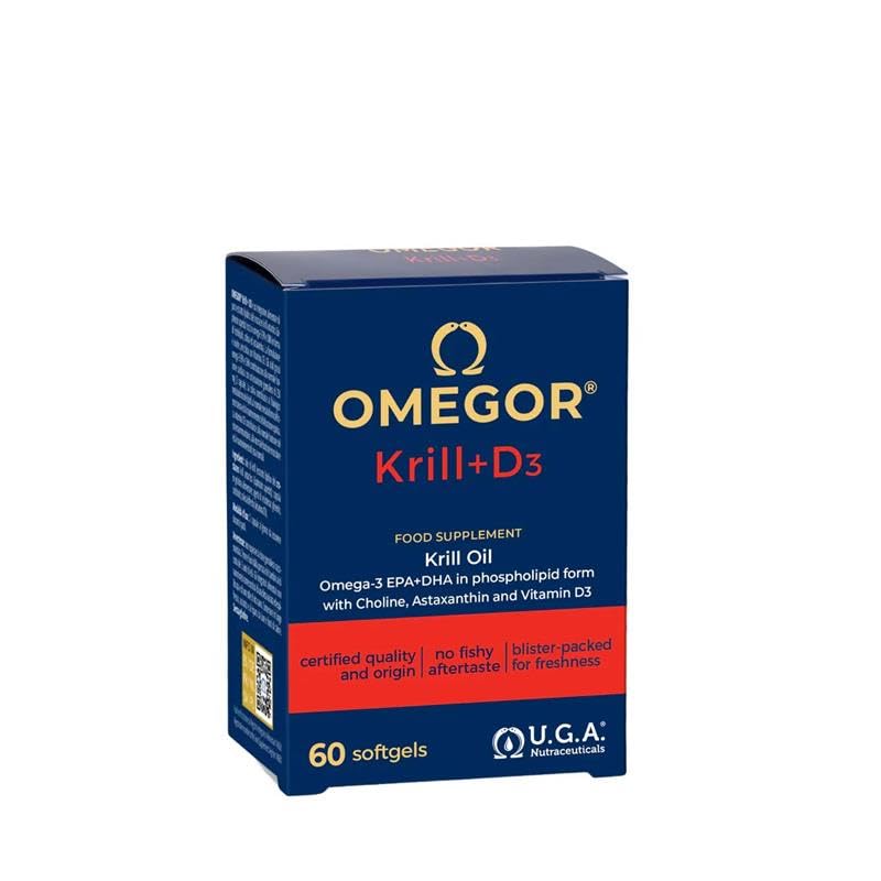 Omegor - Olio di Krill Omega 3 Puro - Krill con Vitamina D3 (60 Capsule) Ricco di Omega-3 EPA e DHA...