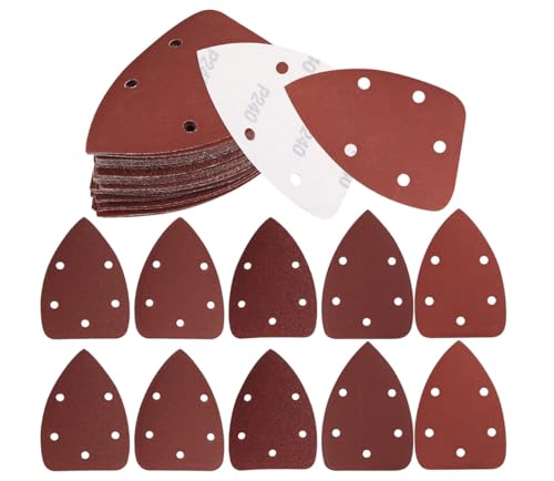 30 Pieces Sanding Discs Pads, 5 Holes Hook and Loop Sandpaper, Triangle Sanding Sheets, 60 Grits Assorted Sandpaper Pads for Sanding, Polishing, Random Orbital Sander