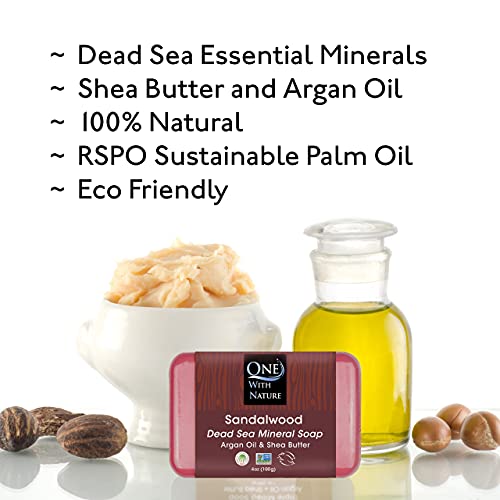 Dead Sea Salt Sandalwood Soap 4Oz Bars 3Pk, Shea Butter, Argan Oil. For Problem Skin, Skin Detox, Anti Aging, Natural Essential Oil Fragrance. #TOP1
