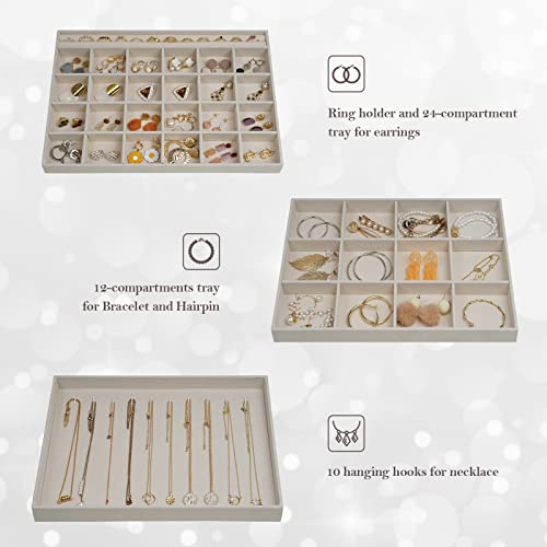 Procase 360 Rotating Jewelry Organizer Bundle With Stackable Jewelry Tray #TOP6