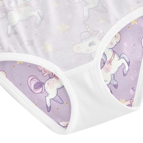 ZZKKO Unicorns Bows Cartoon Cute Girls Underwear Toddler Panties for Girls Comfort Brief Size 2-8T4