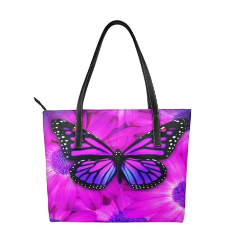 Sac fourre-tout imperméable de luxe au motif papillon violet élégant