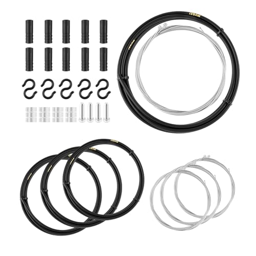 Universal Mountain Bike Shift Cable Kit and Housing Set Bicycle Gear Shift Derailleur Cable High Carbon Stainless Steel Replacement Shifter Cable Housing Kit for Mountain Road Bike