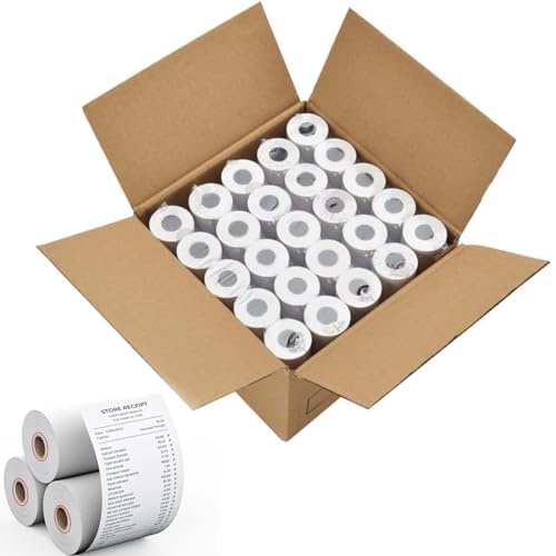Rollos de papel térmico para tickets claros y legibles en cajas registradoras, 50 unidades
