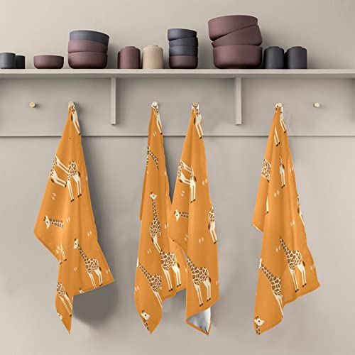Kigai Funny Giraffes Kitchen Towels 18X28Inch Ultra Soft Absorbent Quick Drying Kitchen Dish Towels Washable Cleaning Cloths Hand Towels Tea And Bar Towels, 4 Pack #TOP4