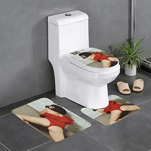 Badematten Set 3 Teilig,Toilettenmatte Set,3Er Badgarnitur Badezimmer Matte Set Dusch Bade Matte Vorleger Teppich 3D…