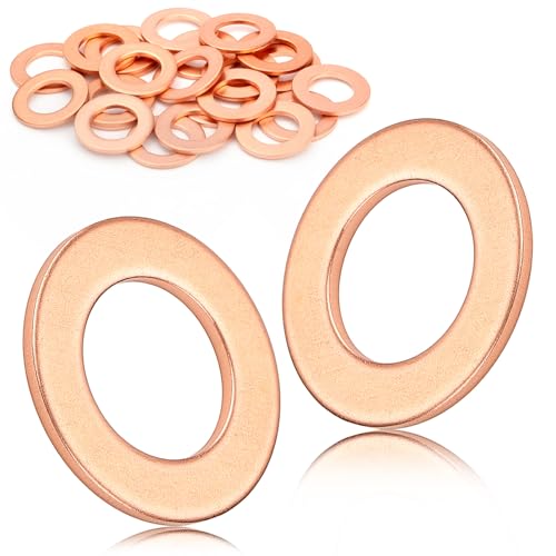 Mbsomnus Kupferdichtringe M18 x 24 mm Ölablassschraube Dichtung 15 Stück Kupferringe Sortiment Massive Kupferscheiben Kupfer Unterlegscheiben Set für Kraftstoffzubehör Ölleitungsverbindung