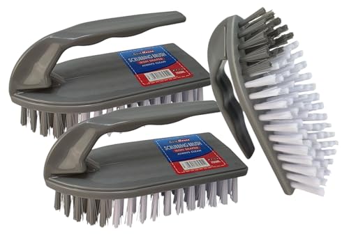 Best House | Plastic Scrubbing Brush | 3 Pcs | Iron Shape | Stiff Nylon Bristles | Durable Hard Synthetic Scrubbing Brush Hand Tools to Clean and Scrub Floors, Carpets, Kitchen, and Bathroom (3-PACK)