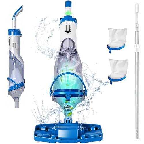 Cordless Handheld Pool Vacuum with Telescopic Pole, Rechargeable Hot Tub SPA Vacuum, Rectangular...