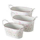 Romántica Jardinería de cinc blanco, juego de 3 modelos surtidos con diseño de flores