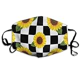 SESLFLKPJK Adults Boys Girls Warm Protective Masks Fashion Scarf Anti Dust Windproof Mouth Cover, Checkered Sunflower Mouth Decoration for Sports Travel Hiking