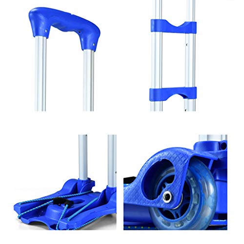 Carretilla portátil plegable ligera con ruedas sólidas azul miniatura 7