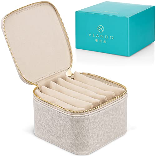 Vlando VJ-22018 Small Jewelry Box Organizer,Travel Jewelry Storage With 6 Velvet Jewelry Zipper Pockets,Travel Jewelry Case Christmas Gifts Birthday Gifts thumb #2