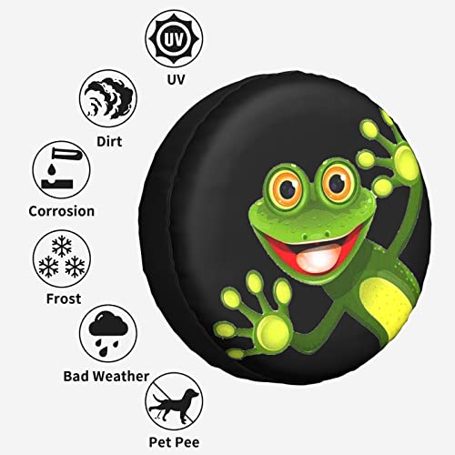 Image of Funny Cartoon Frog Smile Spare Tire Cover Waterproof Dust-Proof Tire Wheel Protectors Universal Fit for Wrangler Rv SUV Truck Travel Trailer Accessories 14 inch 15 inch 16 inch 17 inch