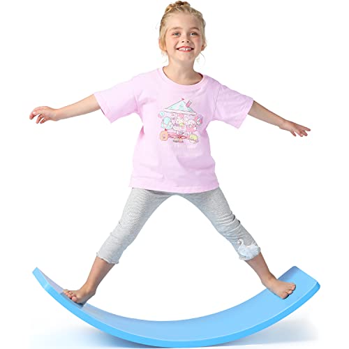 70% Off Everything Wobble Board - Blue 36 Inch, Wooden Wobble Balance Board for Boys and Adults, Wooden Toys for Kids and Balance Board for Trainer, Open Ended Learning Toy Gift