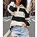 JINZIYINZI Rugby Polo Shirts for Women Long Sleeve Vintage Striped Oversized Sweatshirts Y2k Classic Stripes Color Block Pullover Tops White Black