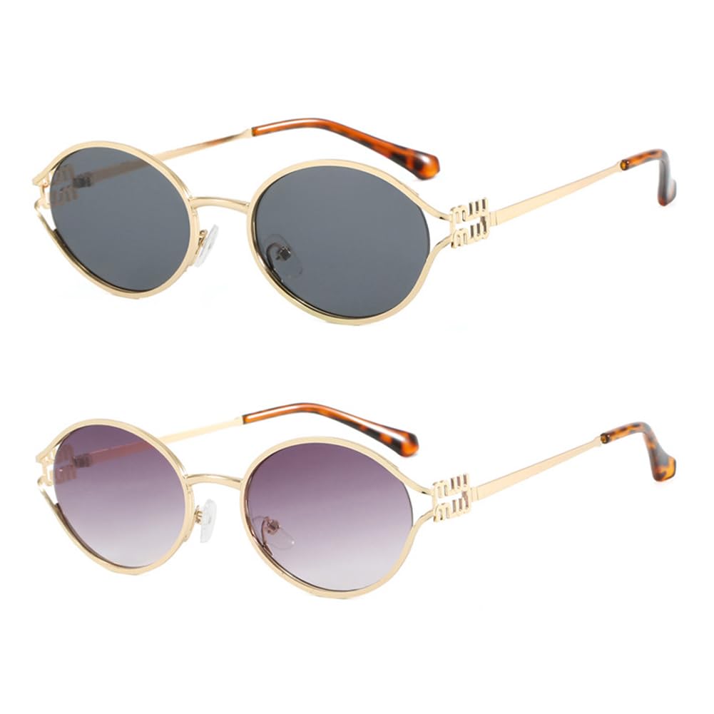 Oval Sunglasses Womens UV400 Protection Gold Metal Frame Solid/Gradient Lenses Luxury Ladies Sun Glasses Personality Sunnies Outdoor Street Daily Vacation Travel