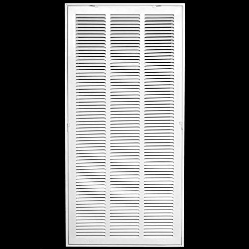 Limited Discount 16" X 30 Steel Return Air Filter Grille for 1" Filter - Fixed Hinged - Ceiling Recommended - HVAC Duct Cover - Flat Stamped Face - White [Outer Dimensions: 18.5 X 31.75]