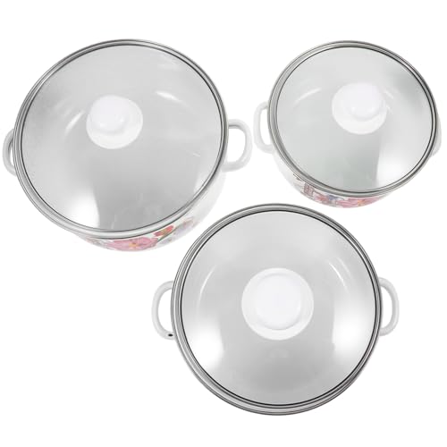 Gatuida 3 Piezas Olla de Esmalte Olla de Cocina Multifuncional y Guisos con Asas Inducción y Gas
