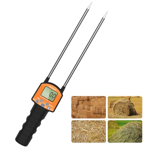 GS120A Hay Moisture Tester Meter – Portable Digital Probe Tester with LCD, 0-80% Moisture Range, for Alfalfa, Leymus, Orchard Grass, Straw Bales Fast Accurate Digital Sensor Hay bale Moisture Meter