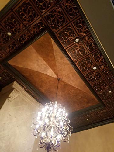 Lilies And Swirls-Faux Tin Ceiling Tile - Antique Copper 25-Pack #TOP4