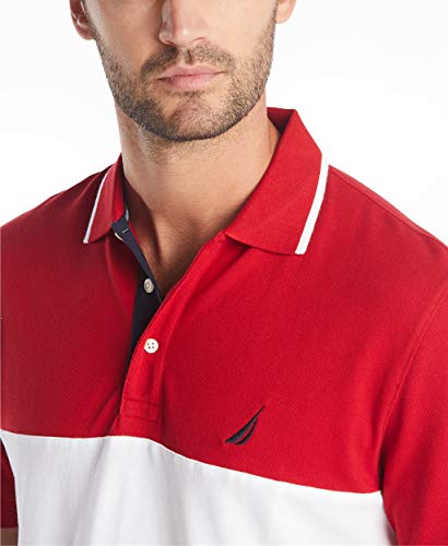 Nautica Men's Short Sleeve 100% Cotton Pique Color Block Polo Shirt4