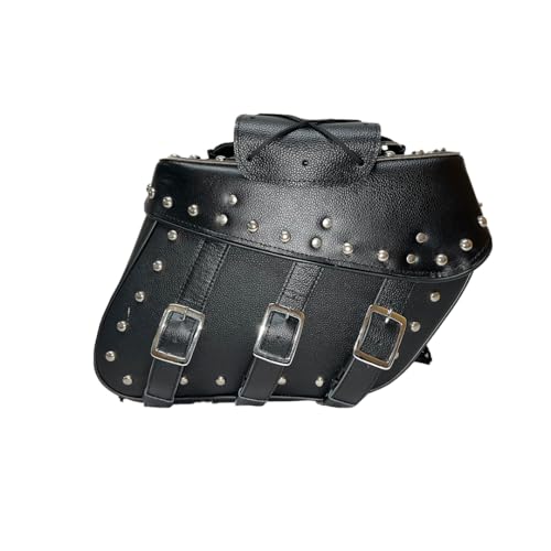 Alforjas de cuero para motocicleta para Softails, Sportsters y Choppers con tachuelas