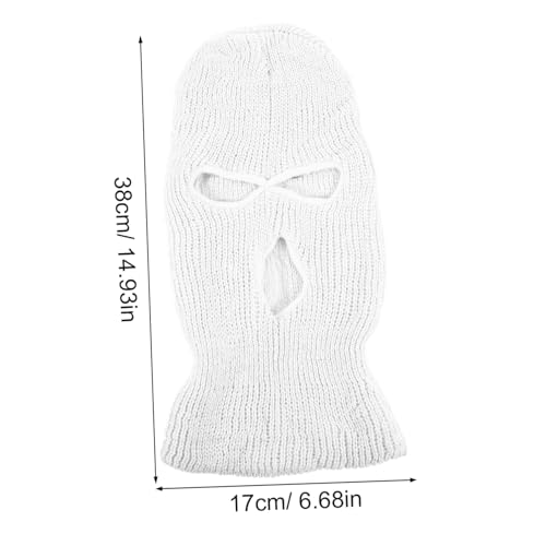 Máscara de tejido con 3 agujeros para esquí, balaclava para hombres y mujeres, cubierta cálida para actividades al aire libre en climas fríos, cómoda y transpirable, ideal para esquí, ciclismo y uso exterior, blanco miniatura 2