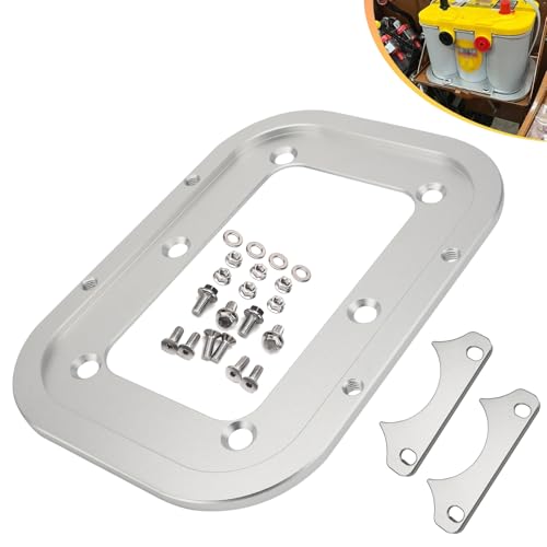 Billet Aluminum Battery Tray Battery Hold Down Bracket Kit - Compatible with Optima Blue Top/Yellow Top/Red Top D34/78 (34/78 34 D34 D34M 34M) - Trunk Mount Tray Hardware for Racing & Car Audio