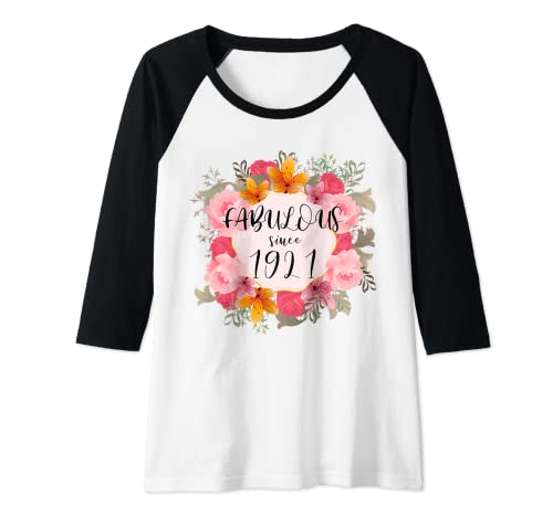 Mujer Mujeres 101 Años fabulosos desde 1921 Feliz cumpleaños 101 Camiseta Manga Raglan