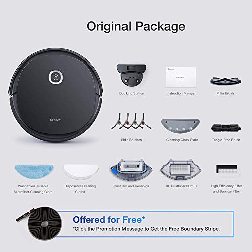 Image of Ecovacs Deebot OZMO U2 Pro Robot Vacuum Cleaner 2in1 Vacuum and Mop, Extra Pet Care Kit 800ml Large Dustbin & Tangle-Free Brush, Ideal for Pet Hair, No-Go Zones, 2.5Hrs Run Time, Voice and App Control