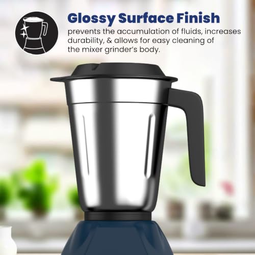 Image of Crompton DX 750W Mixer Grinder with 5 Jars| 3 Stainless Steel Jars, 1 Blender Jar with Fruit Filter & 1 Grind & Store Jar | Powertron Motor | 2 Years Warranty
