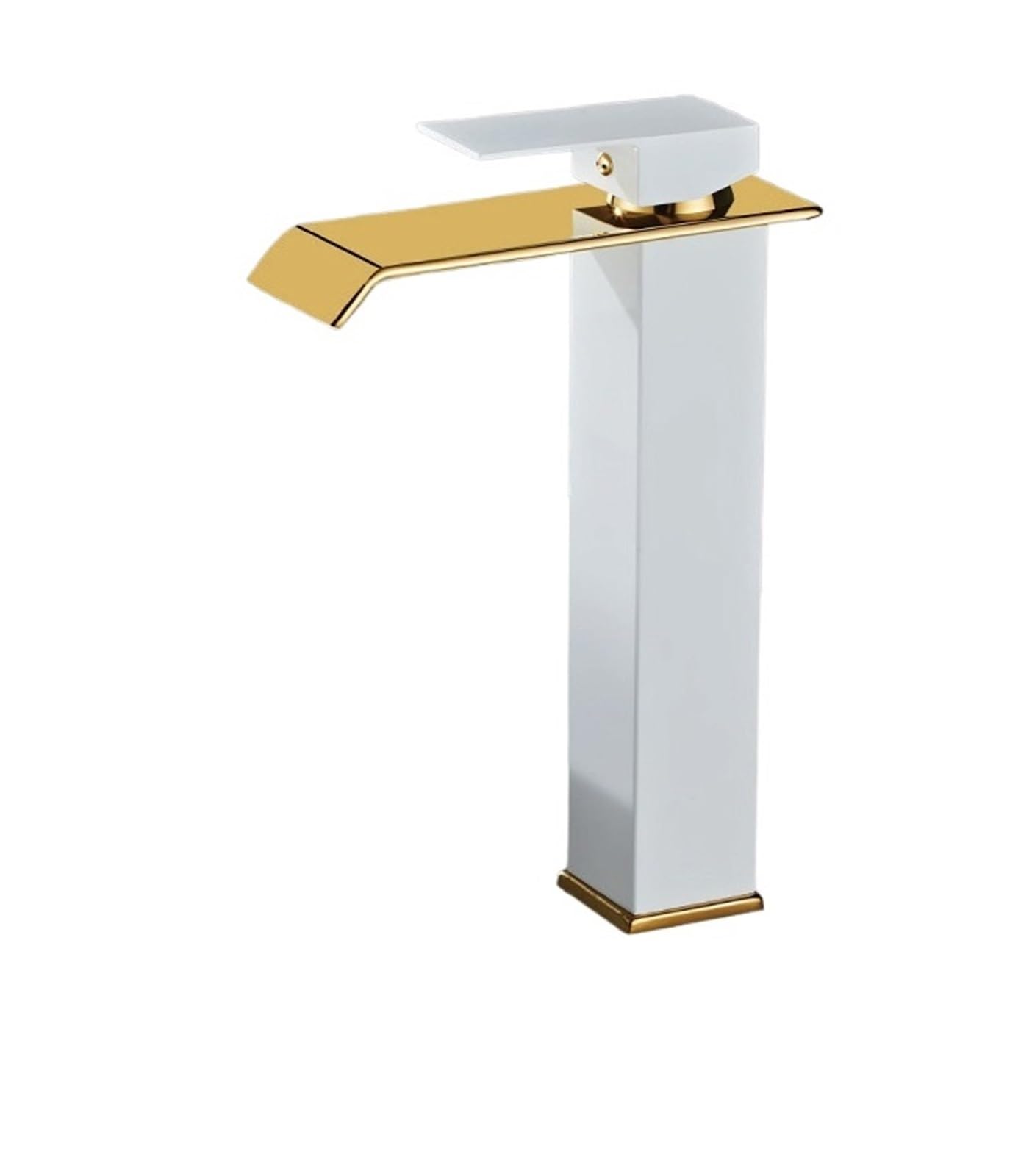 CZYWKDDPP Kitchen Tap, Waterfall Basin Faucet, Gold and Black Brass Bathroom Faucet Deck Mounted Washbasin Taps(White Tall)