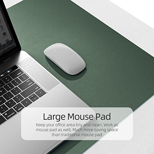 Image of YSAGI Dual-Sided Desk Pad Protector, 31.5 inch x 15.7 inch Desk Mat with Non-Slip - Waterproof PU Leather Office Desk Blotter for Mouse, Keyboard, Writing, Dark Green+Dark Blue
