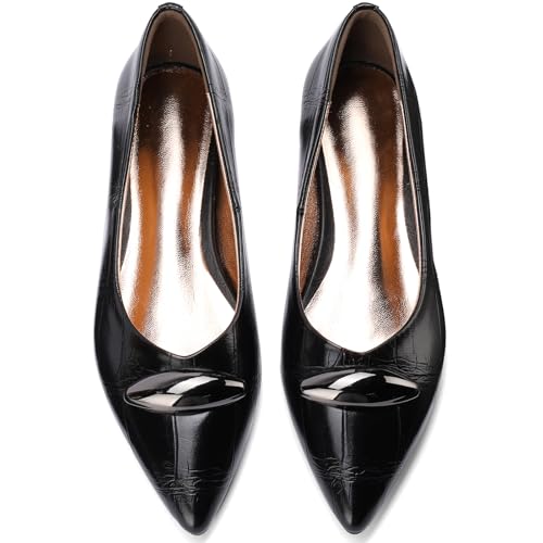 TDD Leather Low Heel Dress Shoes for Women Closed Pointed Toe Wide Flats Pumps Comfortable Wedding Formal Elegantes Ladies Prom Slip On 0.5 Inch Ballet4
