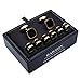 HAWSON Cufflinks and Studs for Men - Black Stone Mens Fashion Gold Cuff Links and Tuxedo Shirt Studs Set for Regular Weeding Business Accessories