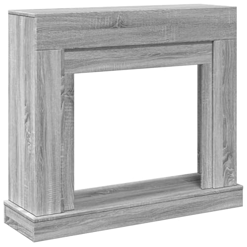 vidaXL Borde de chimenea madera ingeniería gris Sonoma 100x30x87,5 cm, envolvente de chimenea, repisa de chimenea, repisa de chimenea